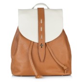 Rucsac dama din piele naturala DiAmanti Bocelli Coniac cu Crem